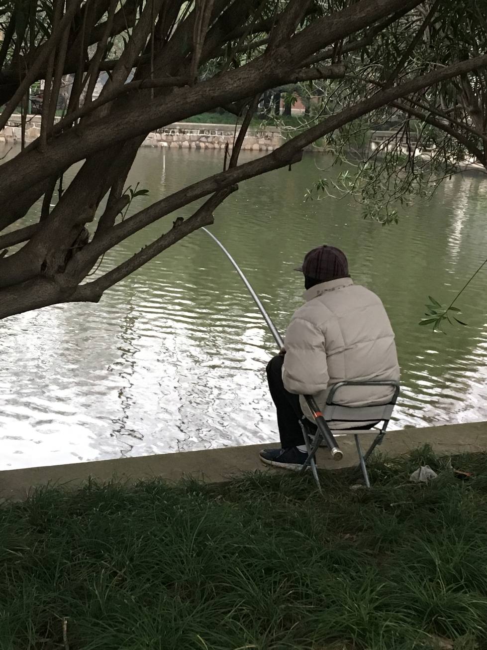 Man fishing in river